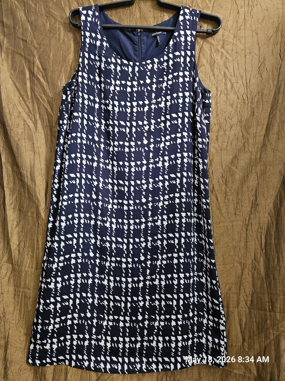 Daisy Fuentes Navy and White Plaid Sleeveless Midi Dress - Picture 2 of 4